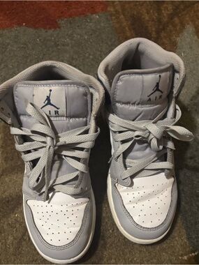 Jordan Kids Gray & White High-Top Sneakers